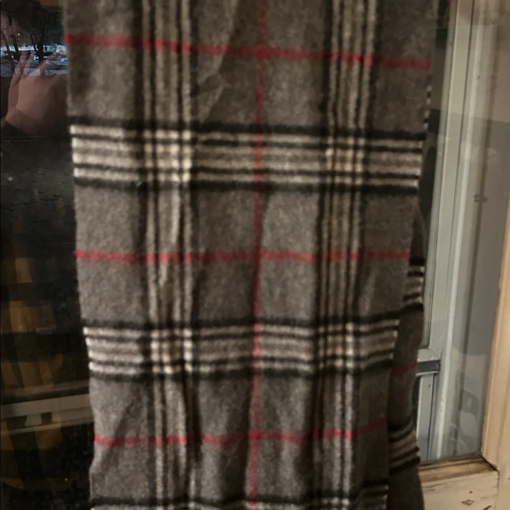 Fraas Gray Red Black White Cashmere Scarf NWOT